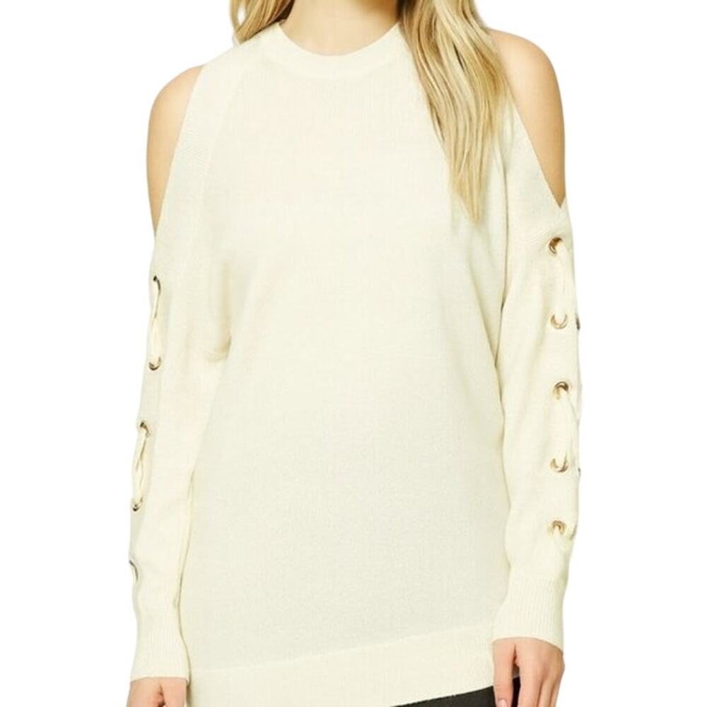 All Saints Women's Merino Wool Long Sleeve Cut Out Cold Shoulder Top Size Small